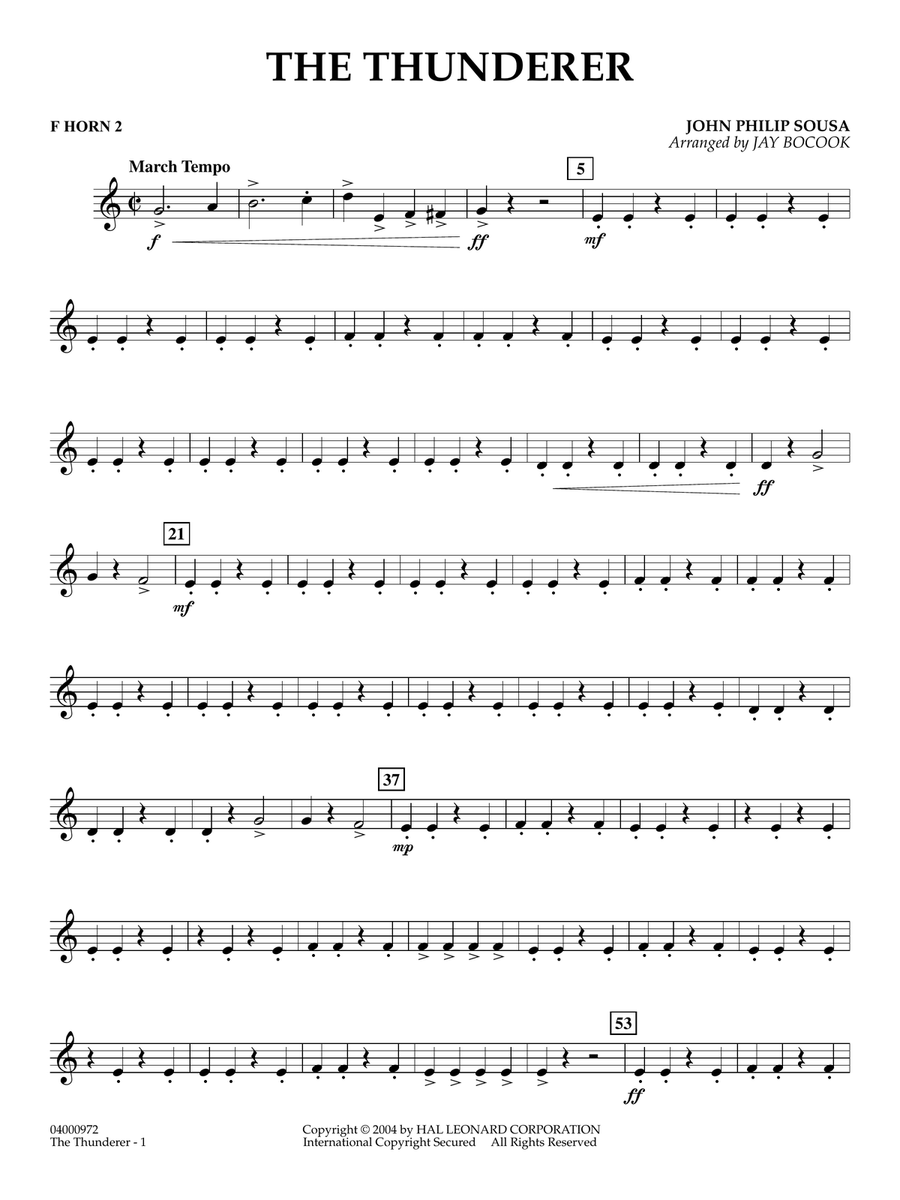 The Thunderer (arr. Jay Bocook) - F Horn 2 Concert Band scores gallery preview page 1