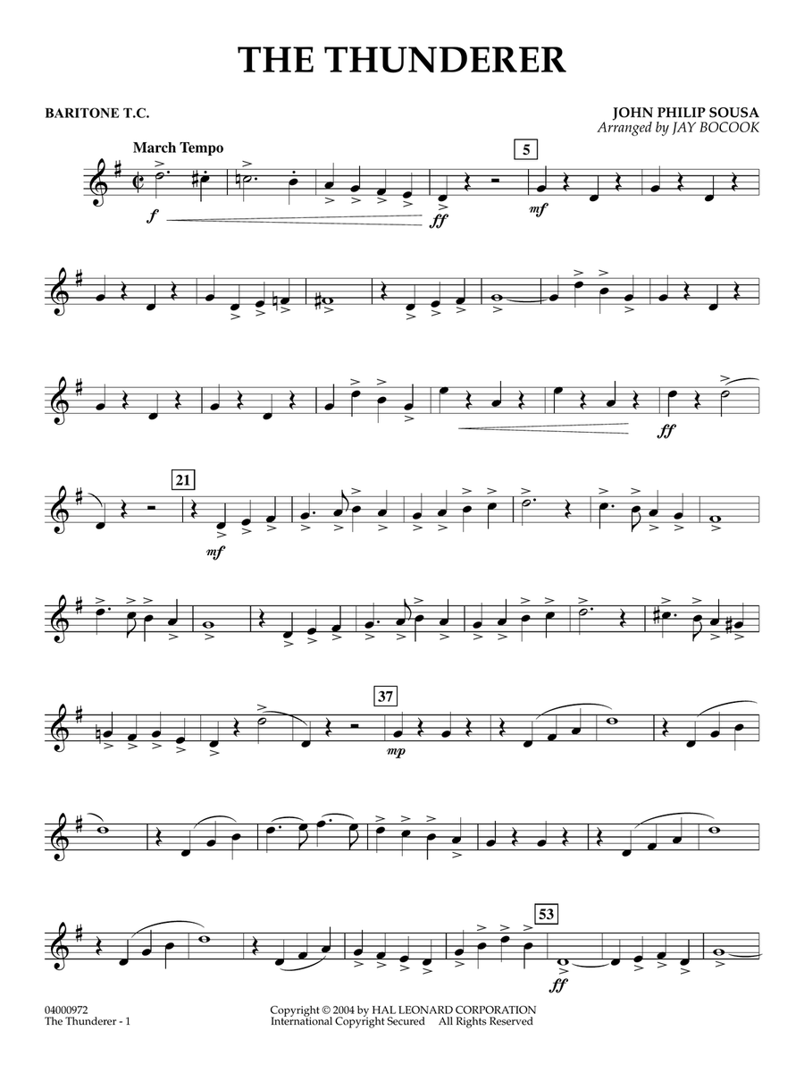 The Thunderer (arr. Jay Bocook) - Baritone T.C. Concert Band scores gallery preview page 1