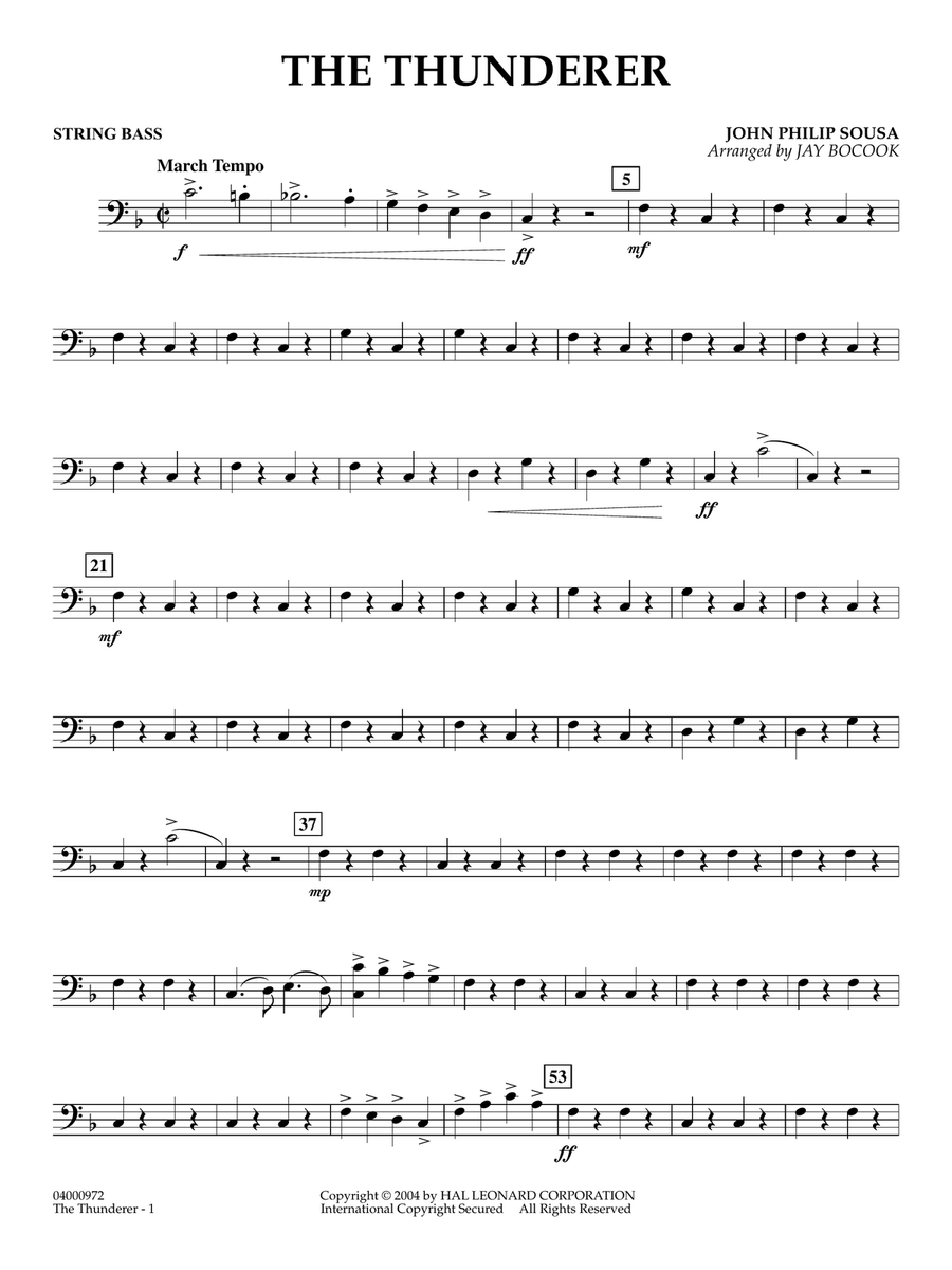 The Thunderer (arr. Jay Bocook) - String Bass Concert Band scores gallery preview page 1