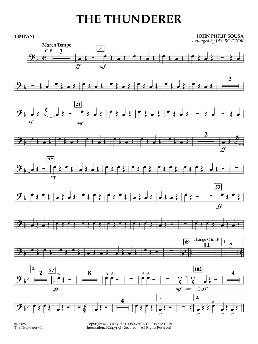 The Thunderer (arr. Jay Bocook) - Timpani Concert Band scores gallery preview page 1
