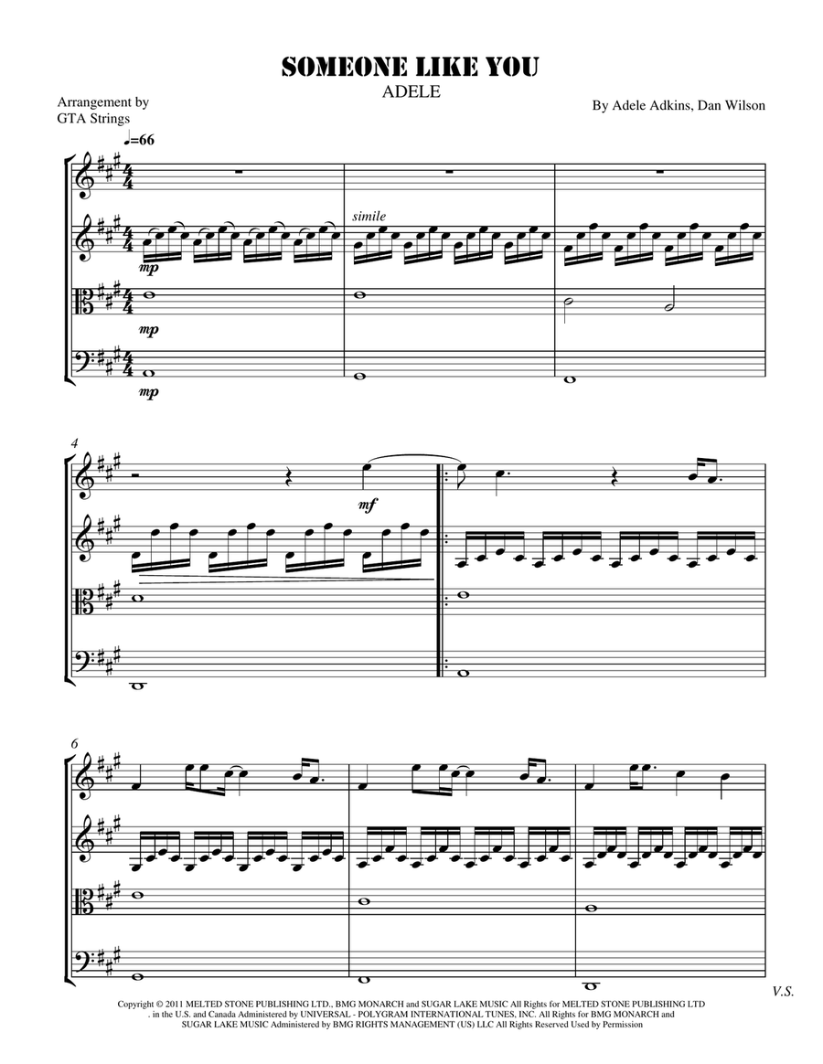 Someone Like You Someone Like You String Quartet scores gallery preview page 1