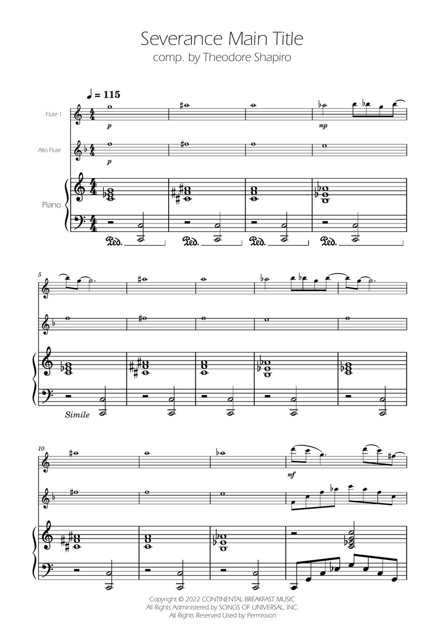 Severance - Main Title Theme Flute Duet scores gallery preview page 1