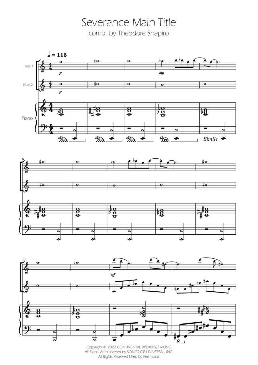 Severance - Main Title Theme Flute Duet scores gallery preview page 1