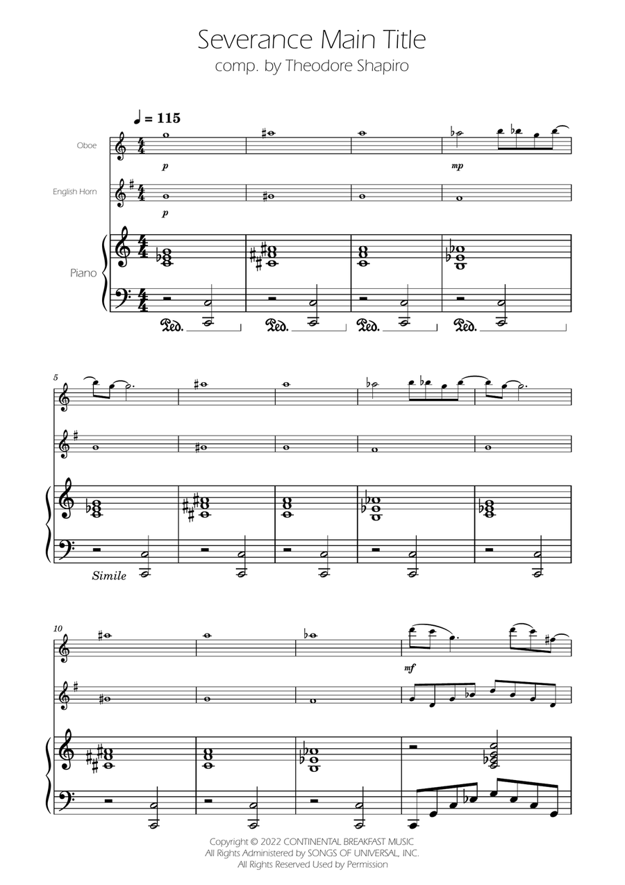 Severance - Main Title Theme Woodwind Duet scores gallery preview page 1