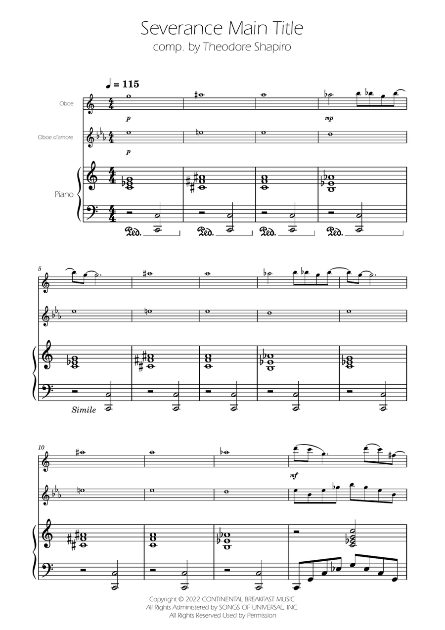 Severance - Main Title Theme Woodwind Duet scores gallery preview page 1