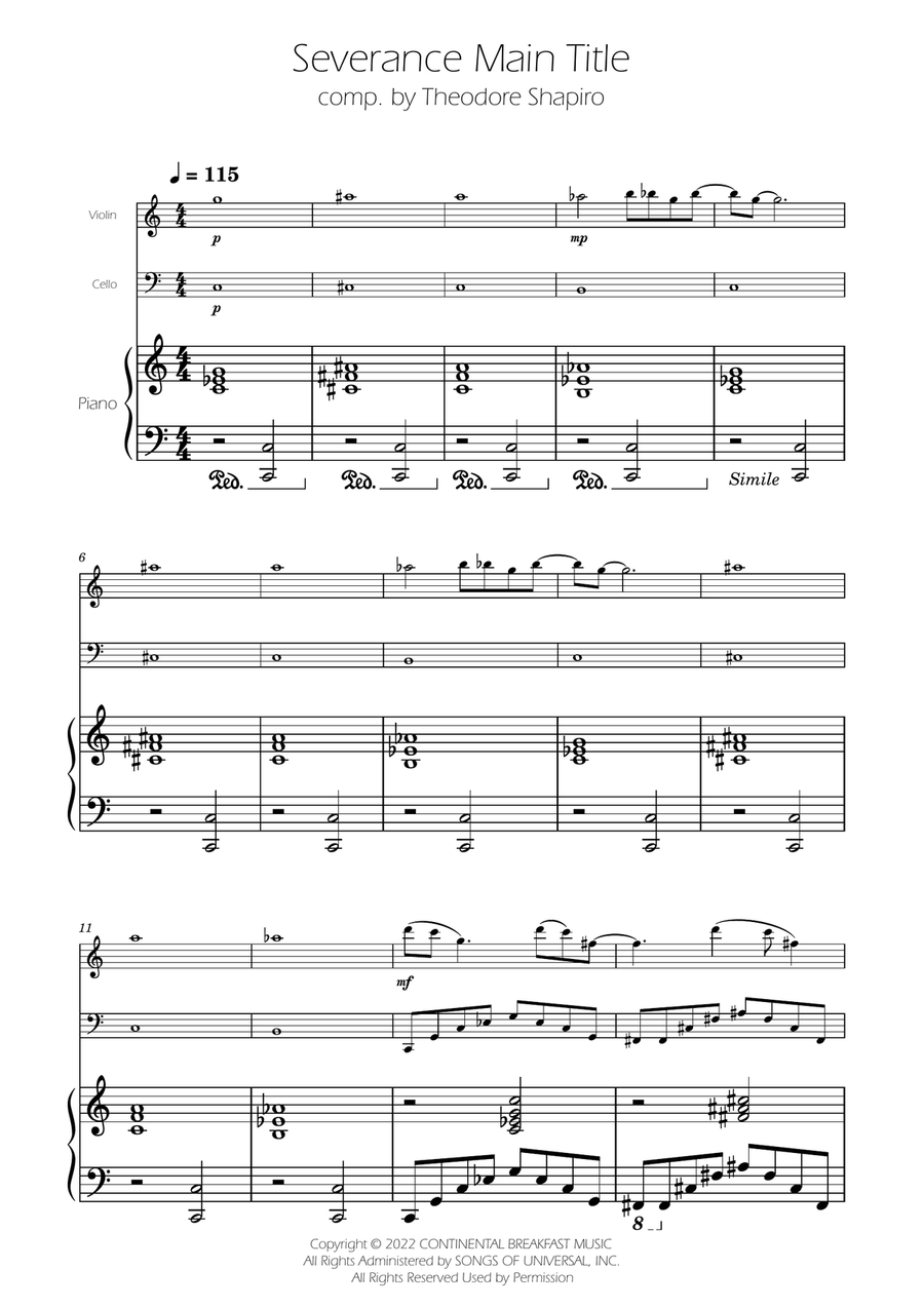Severance - Main Title Theme String Duet scores gallery preview page 1