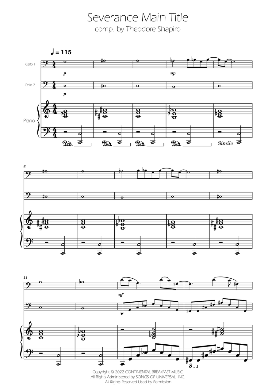 Severance - Main Title Theme String Duet scores gallery preview page 1