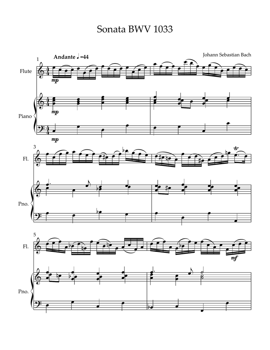 Sonata BWV 1033 Sonata BWV 1033 Chamber Music scores gallery preview page 1