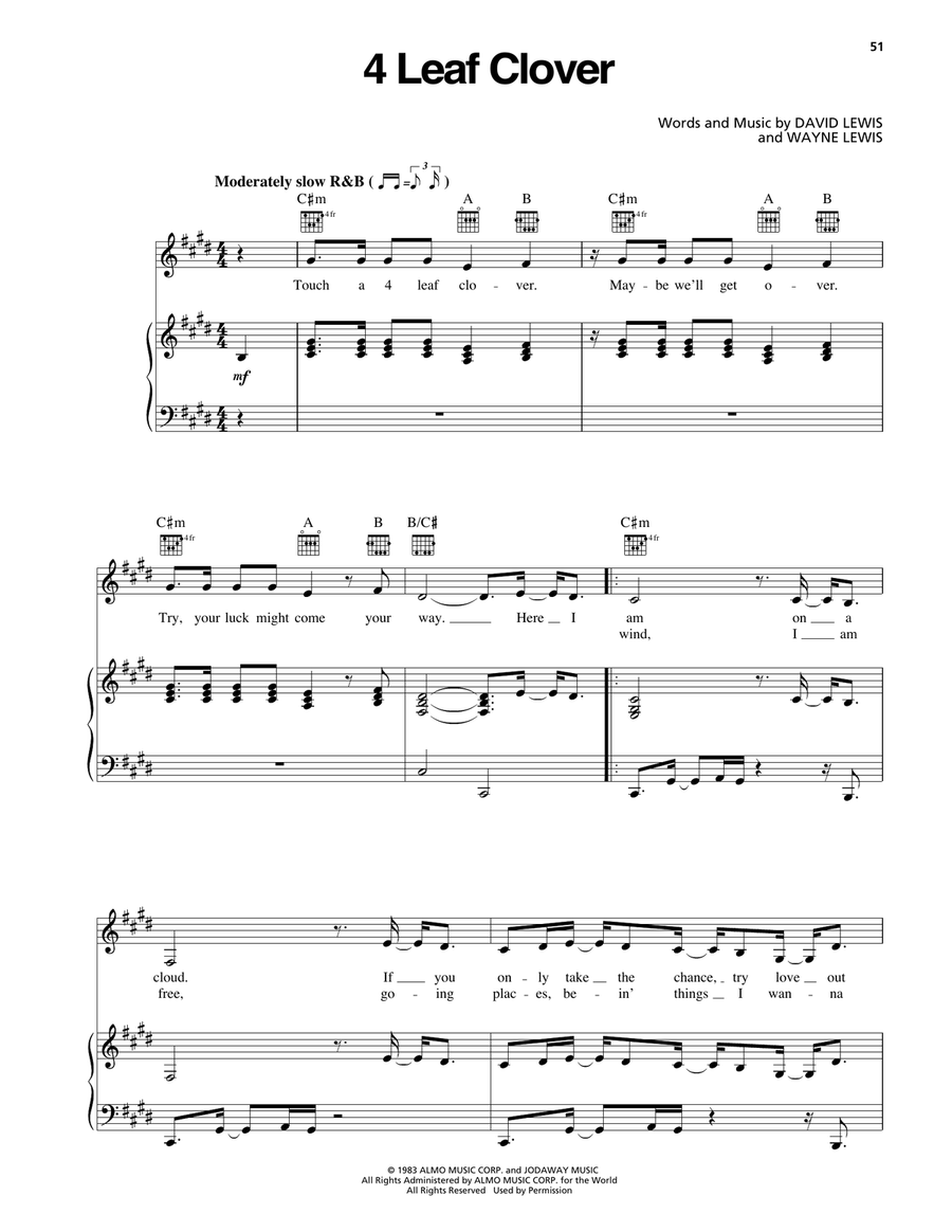 4 Leaf Clover 4 Leaf Clover Piano, Vocal, Guitar scores gallery preview page 1