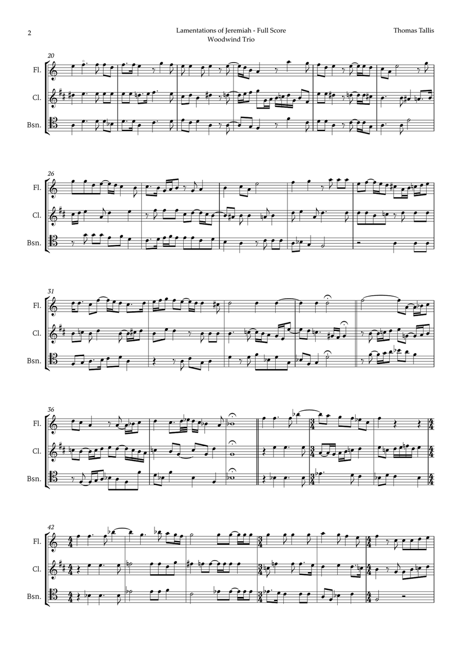 Lamentations of Jeremiah by Thomas Tallis for Woodwind Trio Woodwind Trio scores gallery preview page 2