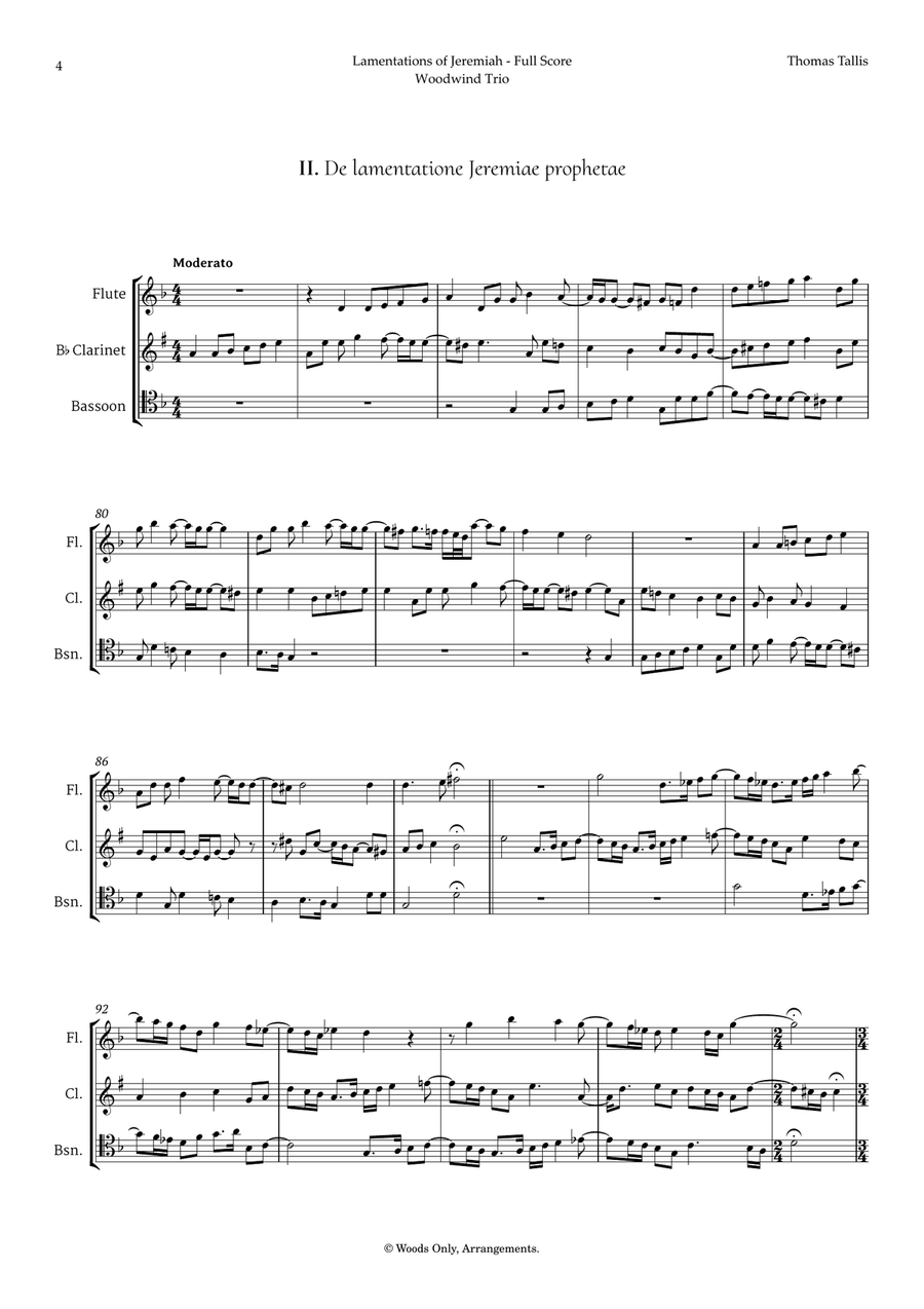 Lamentations of Jeremiah by Thomas Tallis for Woodwind Trio Woodwind Trio scores gallery preview page 4