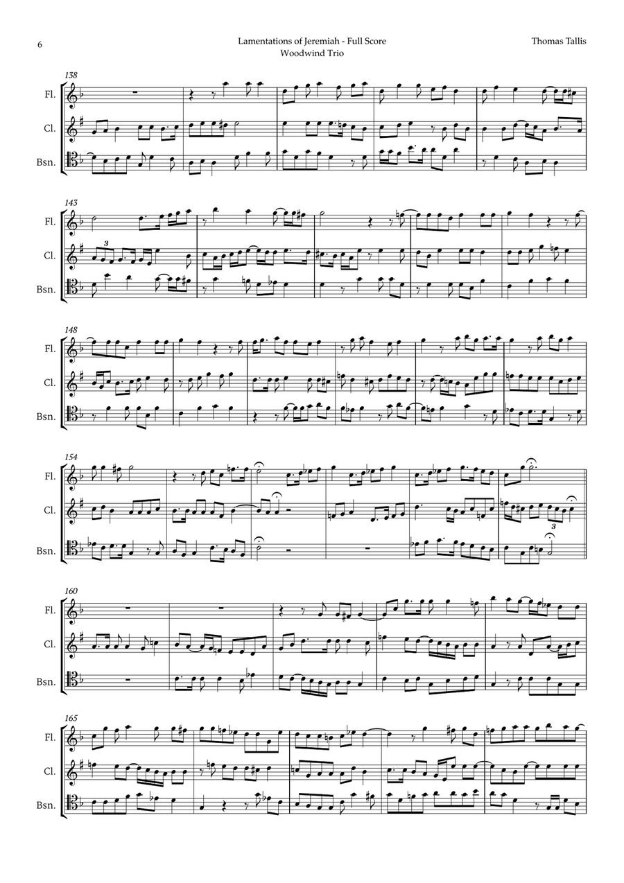 Lamentations of Jeremiah by Thomas Tallis for Woodwind Trio Woodwind Trio scores gallery preview page 6