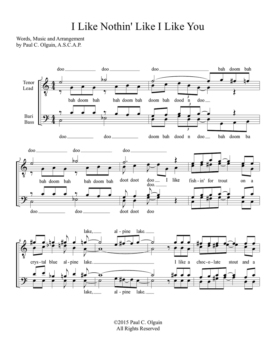 I Like Nothin' Like I Like You TTBB scores gallery preview page 1