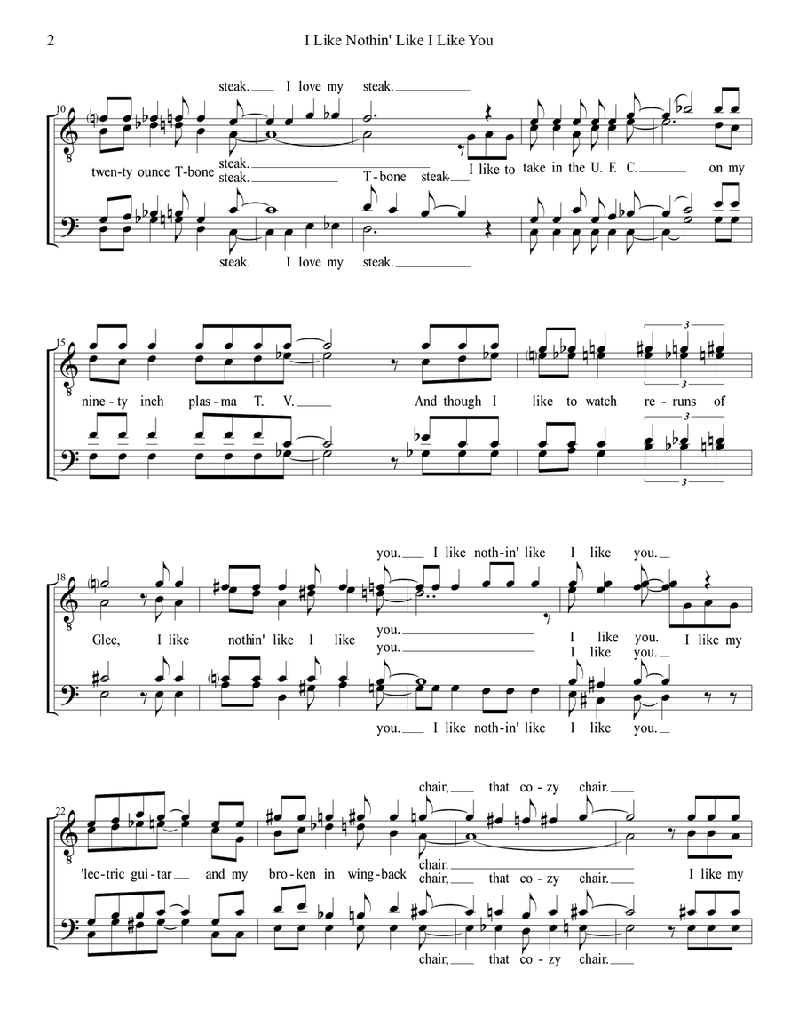 I Like Nothin' Like I Like You TTBB scores gallery preview page 2