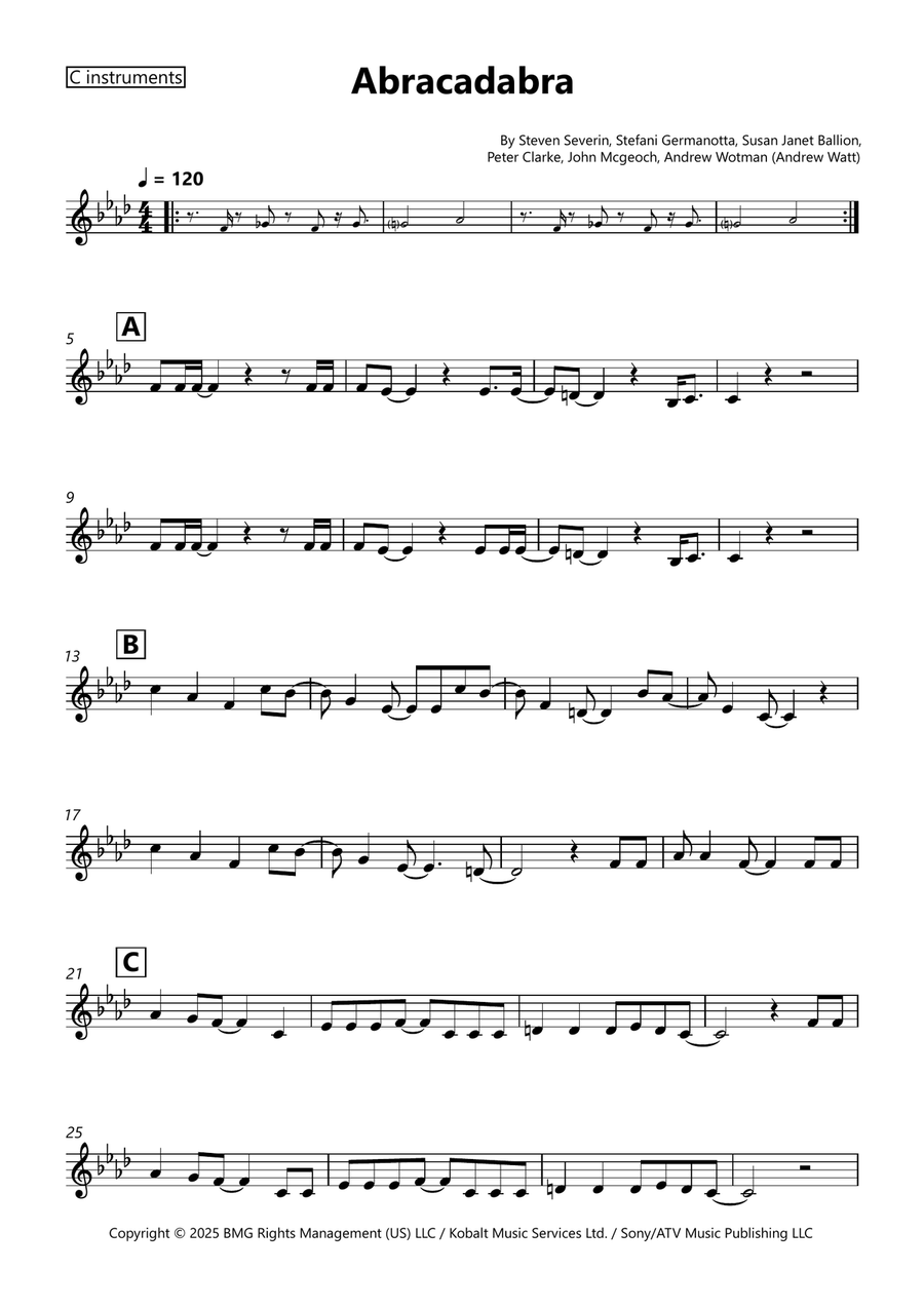 Abracadabra Abracadabra C Instrument scores gallery preview page 1