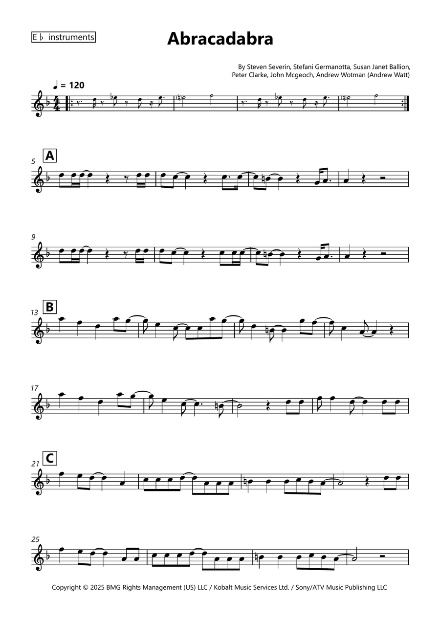 Abracadabra Abracadabra B-Flat Instrument scores gallery preview page 1