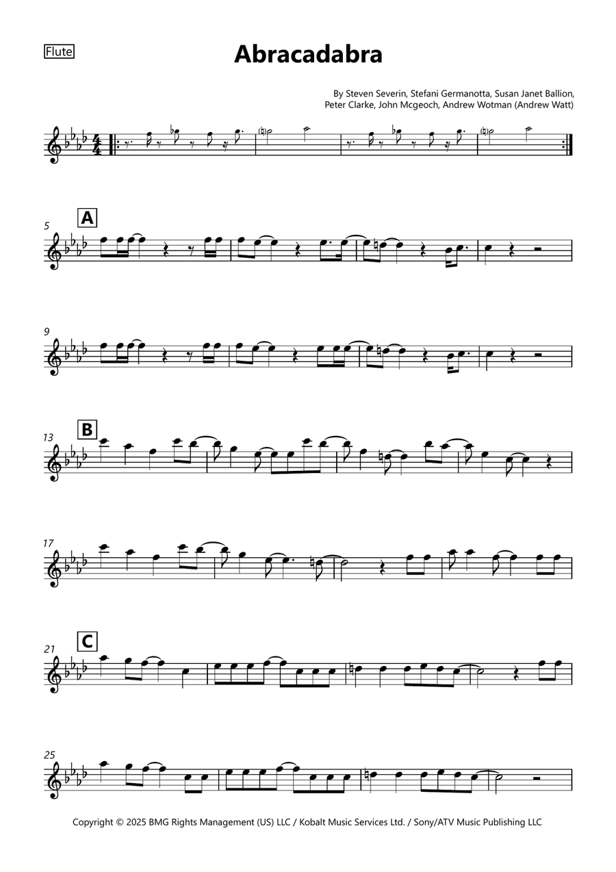 Abracadabra Abracadabra Flute Solo scores gallery preview page 1