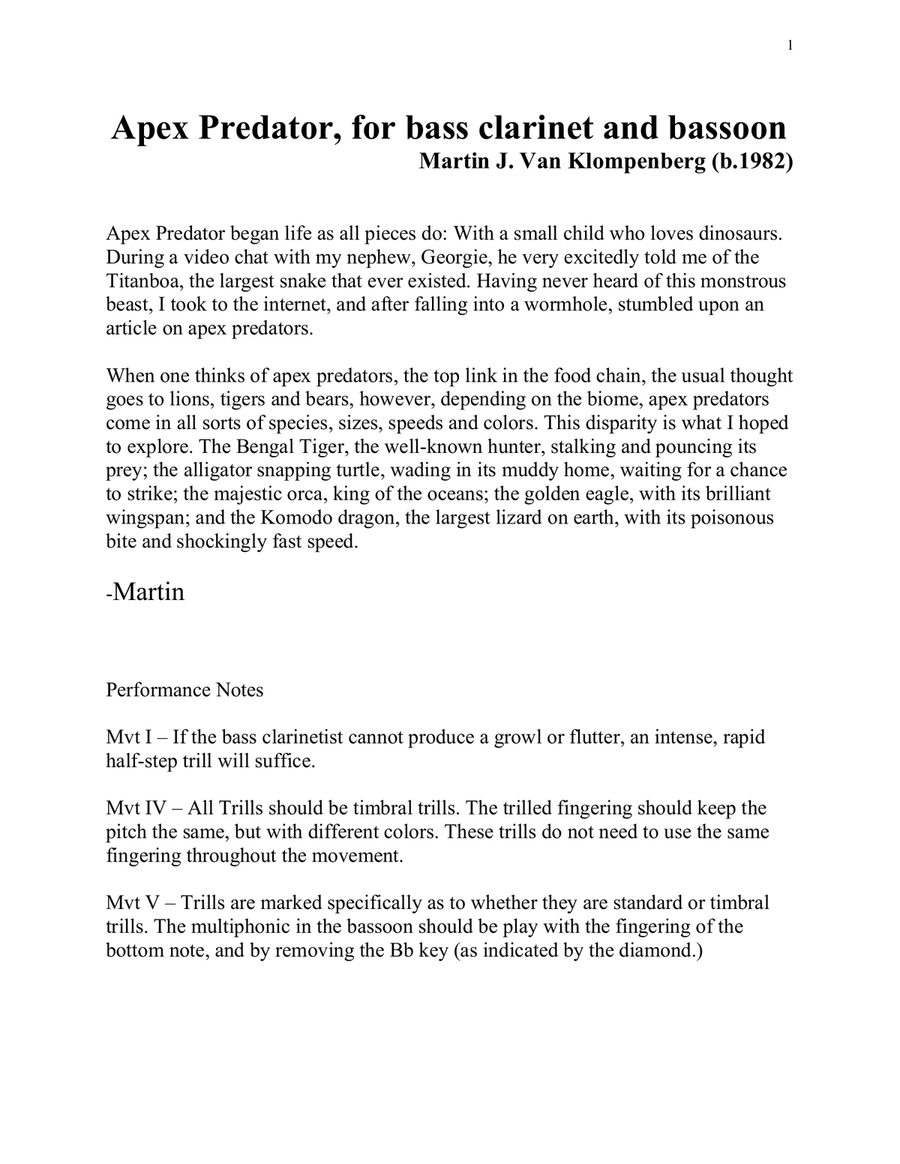 Apex Predator, for two bass clarinets Clarinet Duet scores gallery preview page 3