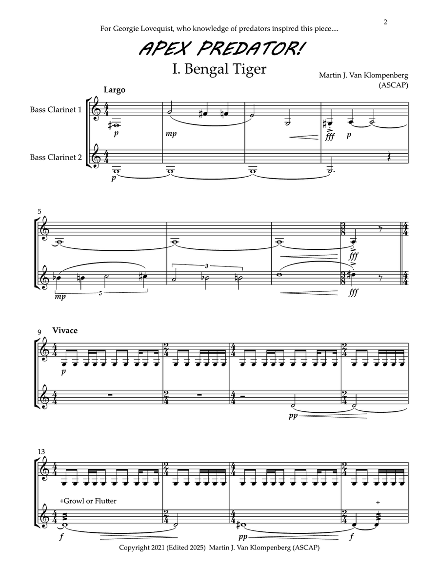 Apex Predator, for two bass clarinets Clarinet Duet scores gallery preview page 4