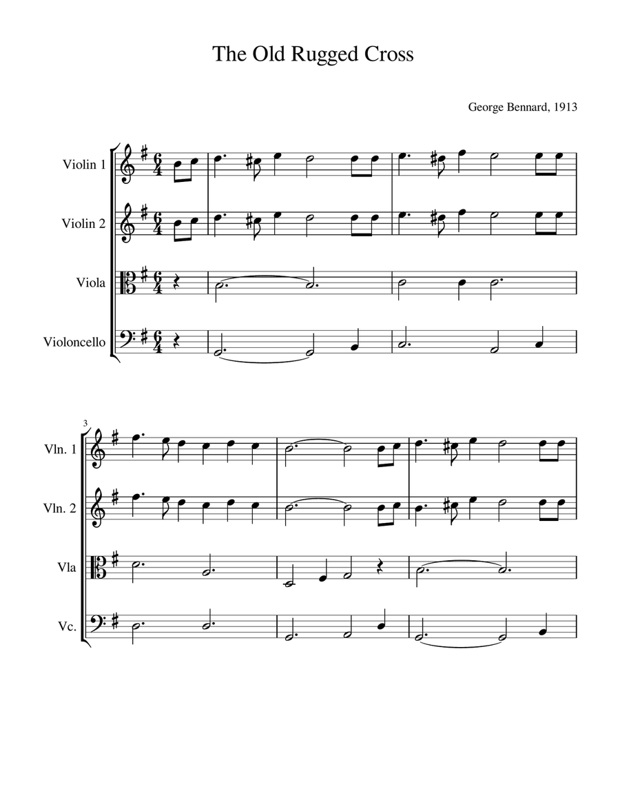 The Old Rugged Cross (String Quartet) String Quartet scores gallery preview page 1