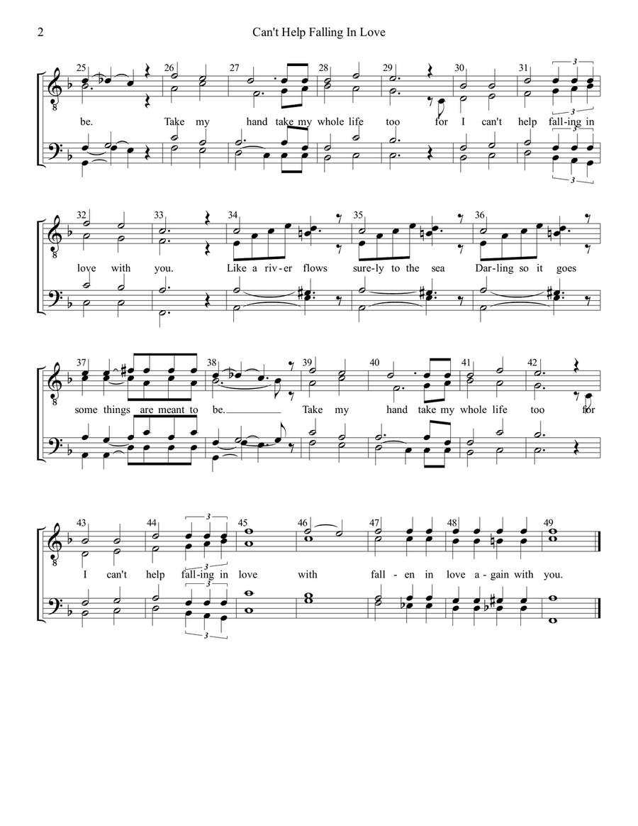 Can't Help Falling In Love TTBB scores gallery preview page 2