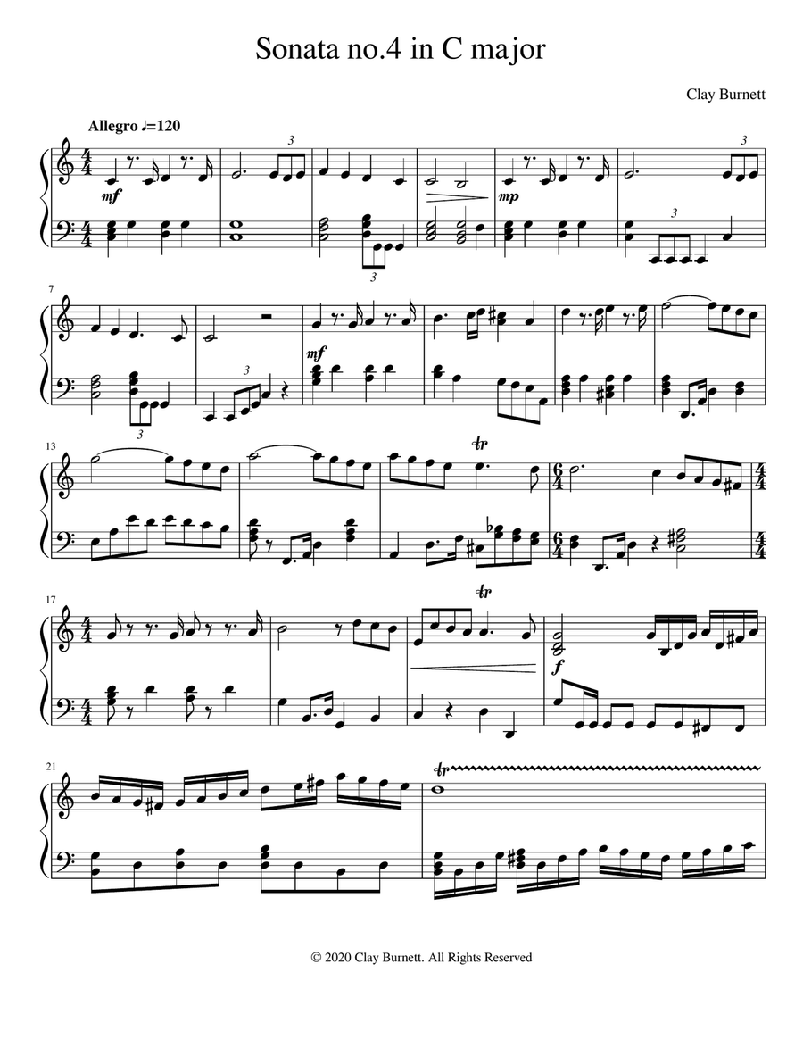 Sonata no. 4 in C major Piano Solo scores gallery preview page 1