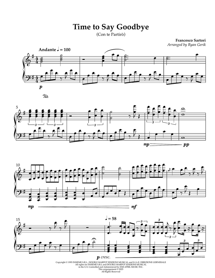Time To Say Goodbye Time To Say Goodbye Piano Solo scores gallery preview page 1