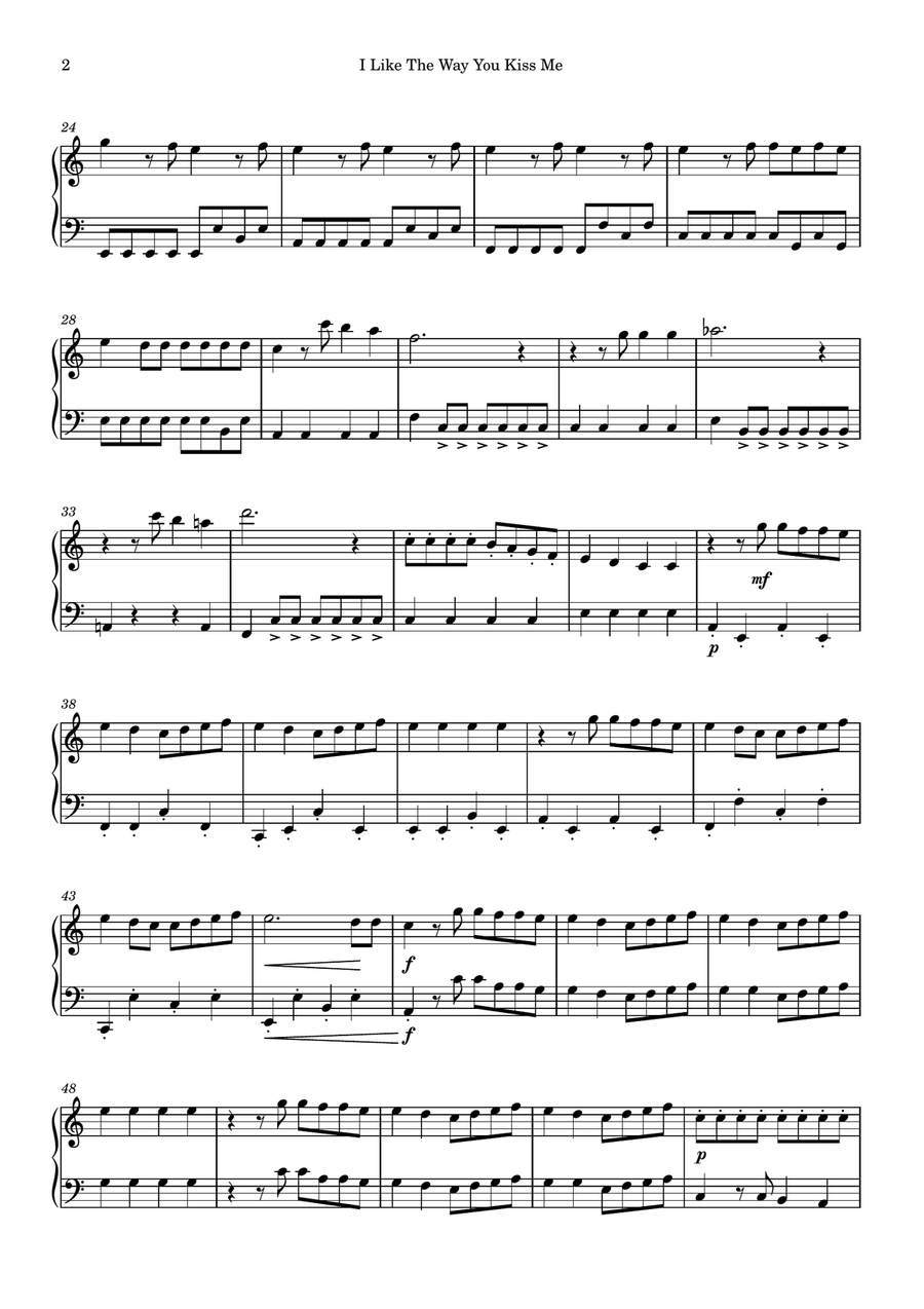 I Like The Way You Kiss Me Easy Piano scores gallery preview page 2