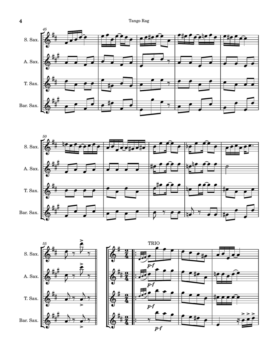 Tango Rag Tango Rag Saxophone Quartet scores gallery preview page 4