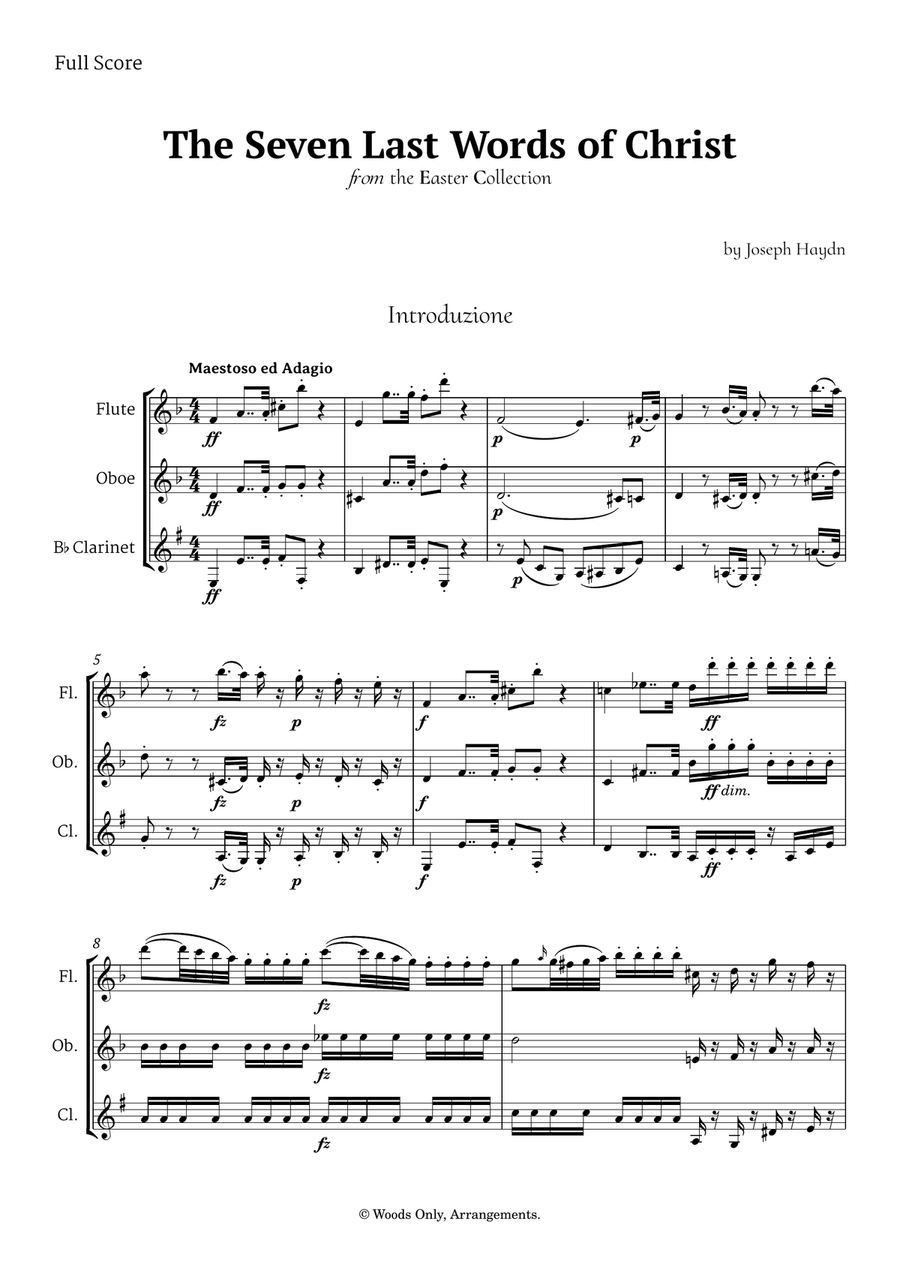 The Seven Last Words of Christ by Haydn for Wind Trio Woodwind Trio scores gallery preview page 1