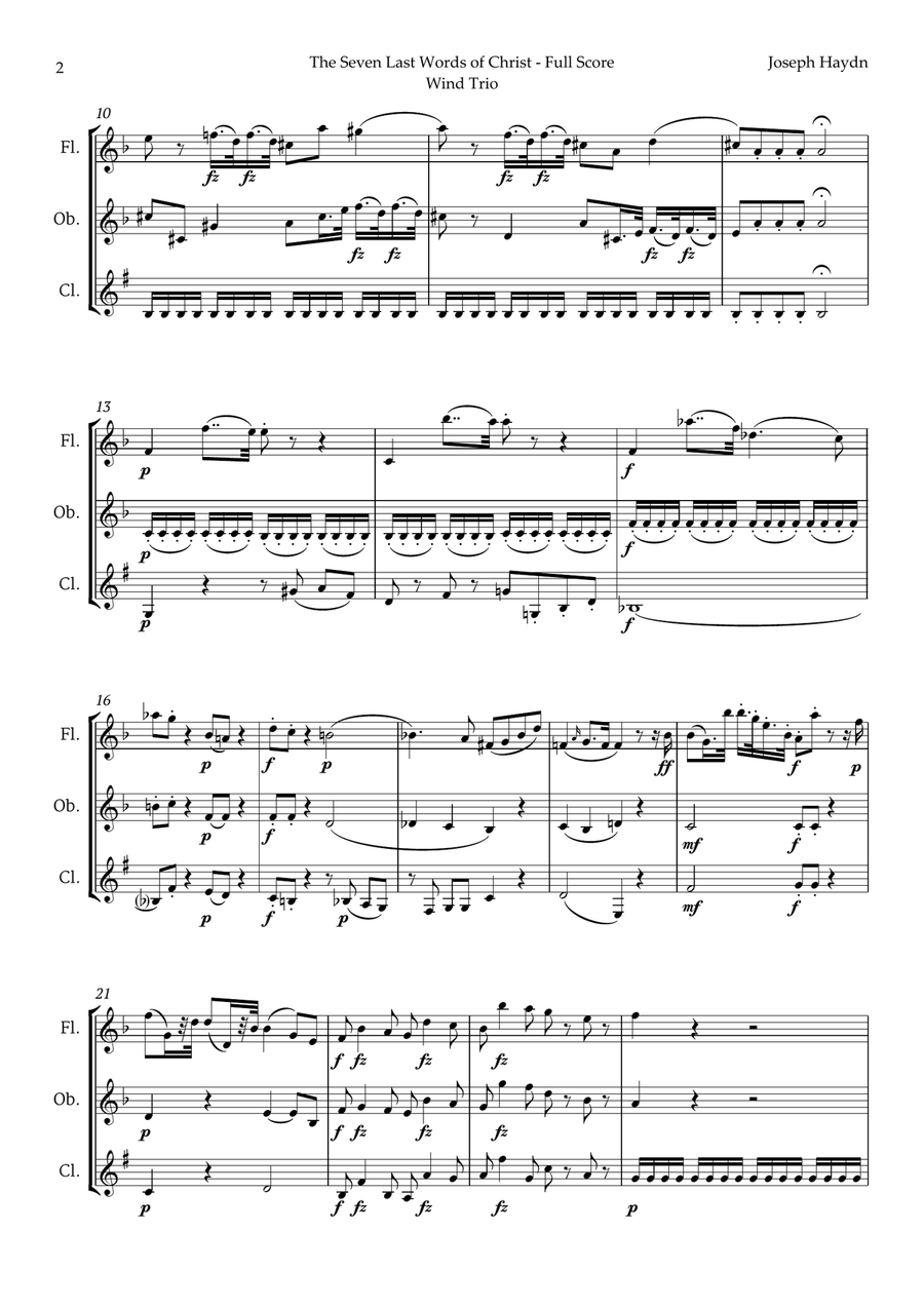 The Seven Last Words of Christ by Haydn for Wind Trio Woodwind Trio scores gallery preview page 2