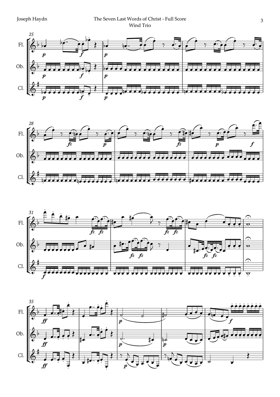 The Seven Last Words of Christ by Haydn for Wind Trio Woodwind Trio scores gallery preview page 3