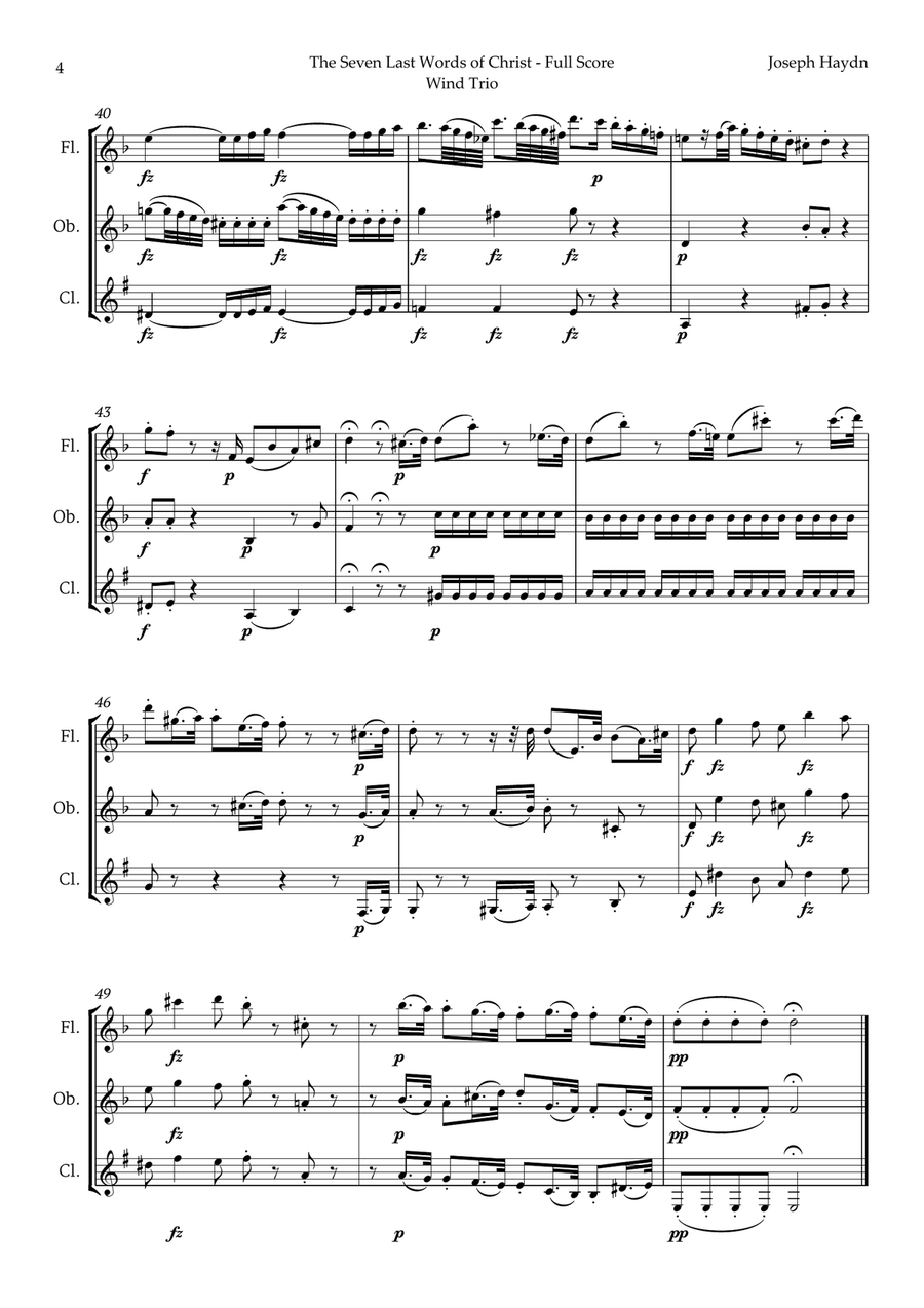 The Seven Last Words of Christ by Haydn for Wind Trio Woodwind Trio scores gallery preview page 4