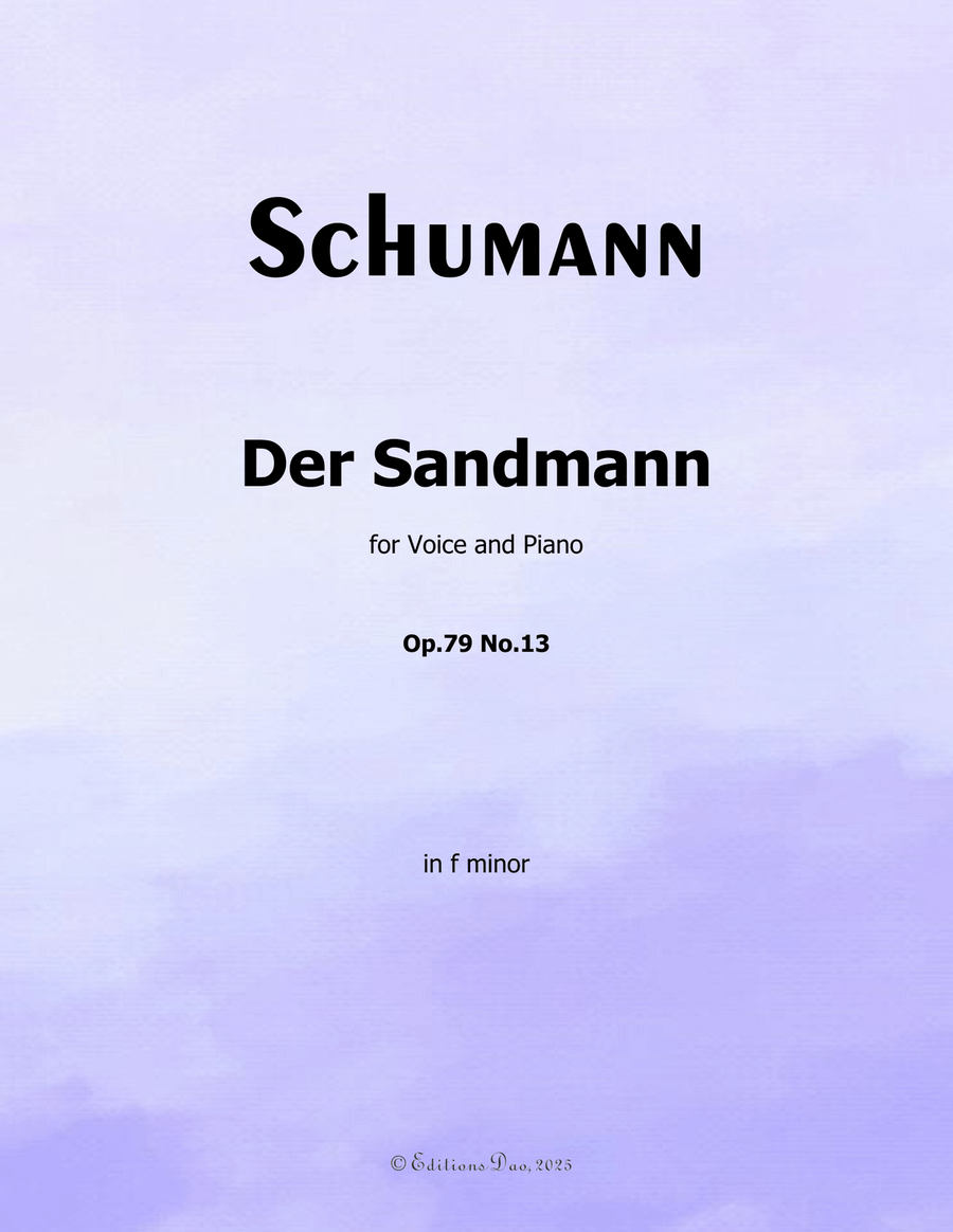 Der Sandmann, by Schumann, Op.79 No.13, in f minor Piano, Vocal scores gallery preview page 1