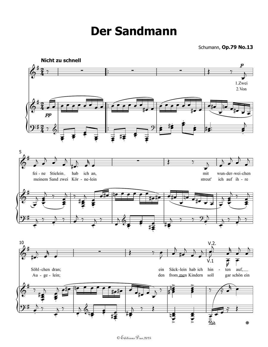 Der Sandmann, by Schumann, Op.79 No.13, in e minor Piano, Vocal scores gallery preview page 3