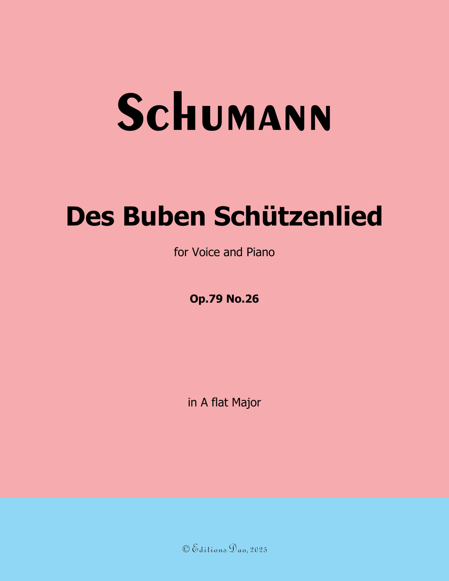 Des Buben Schutzenlied, by Schumann, Op.79 No.26, in A flat Major Piano, Vocal scores gallery preview page 1