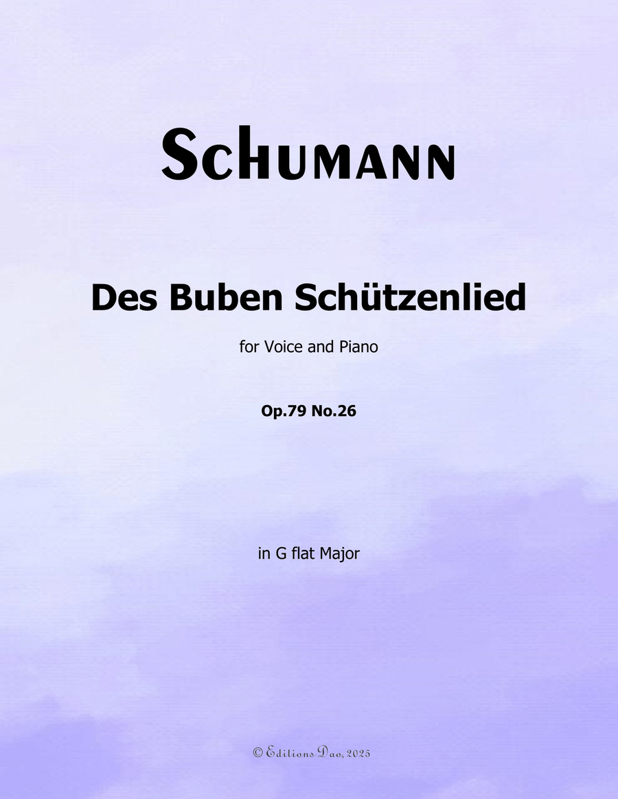 Des Buben Schutzenlied, by Schumann, Op.79 No.26, in G flat Major Piano, Vocal scores gallery preview page 1