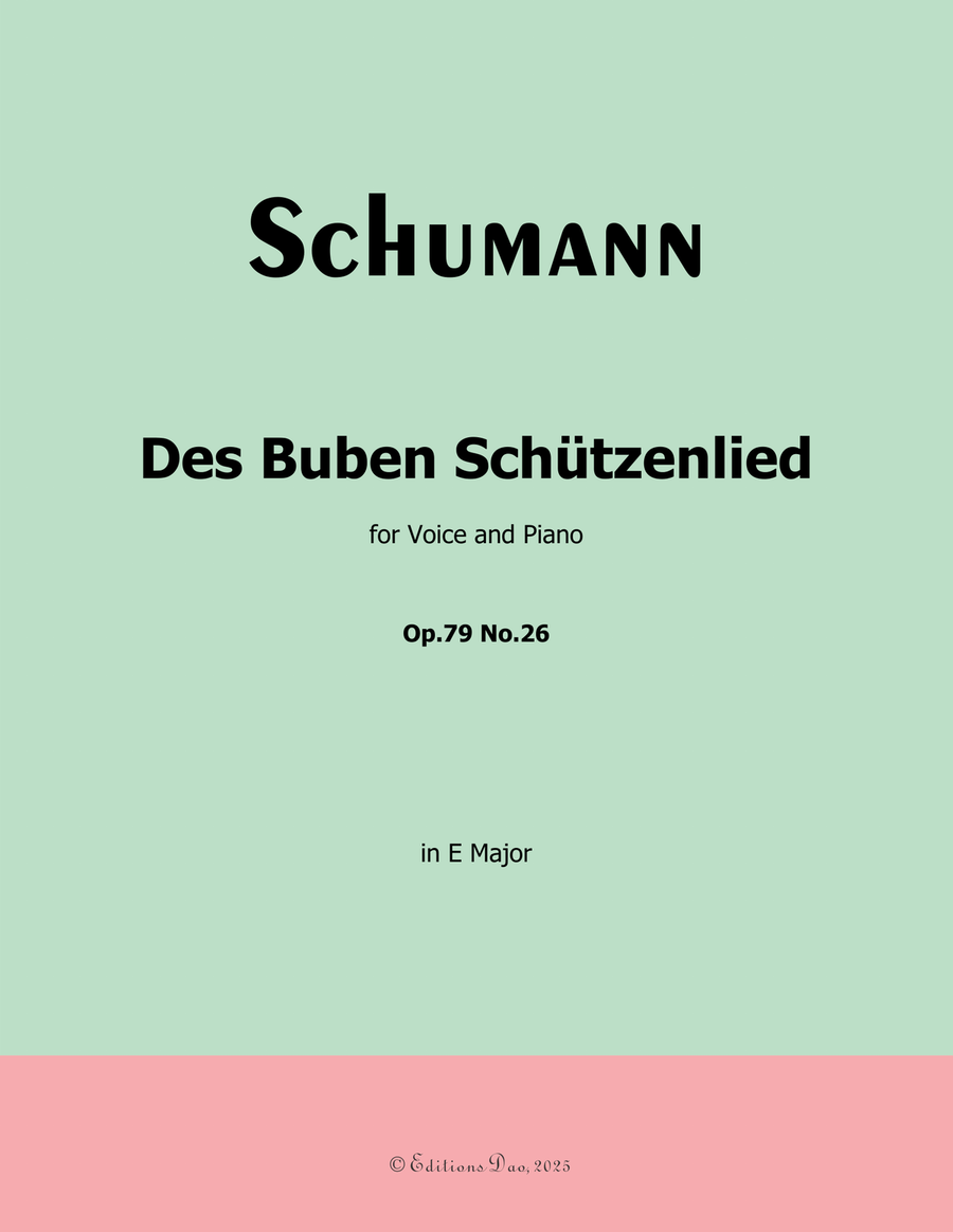 Des Buben Schutzenlied, by Schumann, Op.79 No.26, in E Major Piano, Vocal scores gallery preview page 1