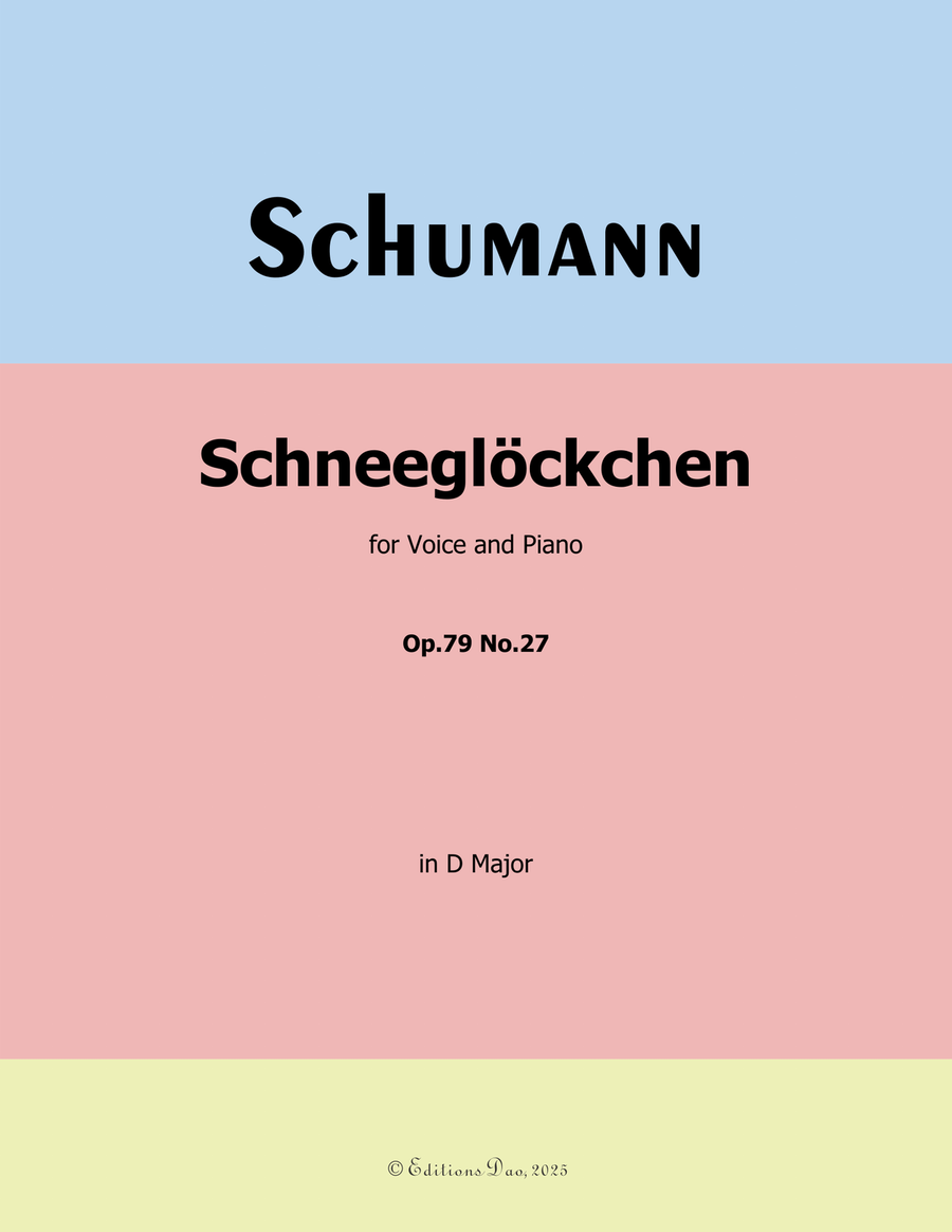 Schneeglockchen, by Schumann, Op.79 No.27, in D Major Piano, Vocal scores gallery preview page 1