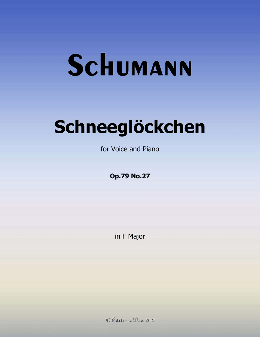 Schneeglockchen, by Schumann, Op.79 No.27, in F Major Piano, Vocal scores gallery preview page 1