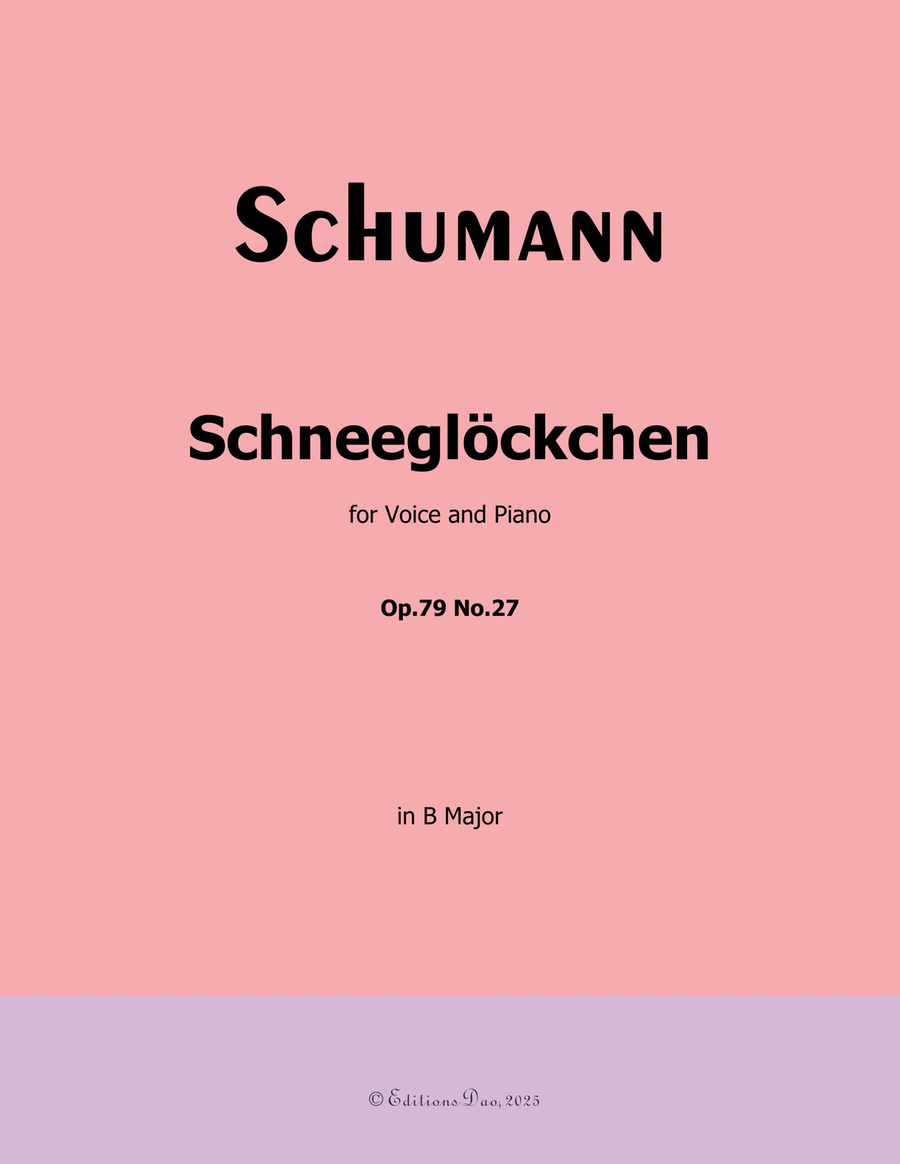 Schneeglockchen, by Schumann, Op.79 No.27, in B Major Piano, Vocal scores gallery preview page 1