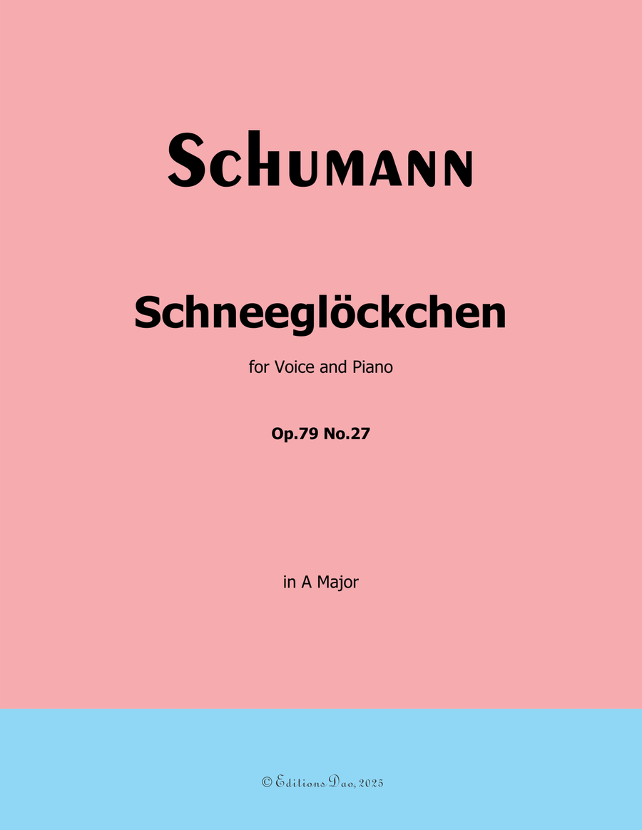 Schneeglockchen, by Schumann, Op.79 No.27, in A Major Piano, Vocal scores gallery preview page 1