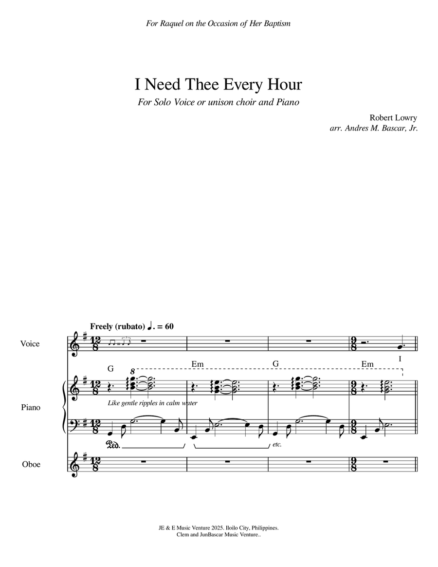 I Need Thee Every Hour I Need Thee Every Hour A Cappella scores gallery preview page 1
