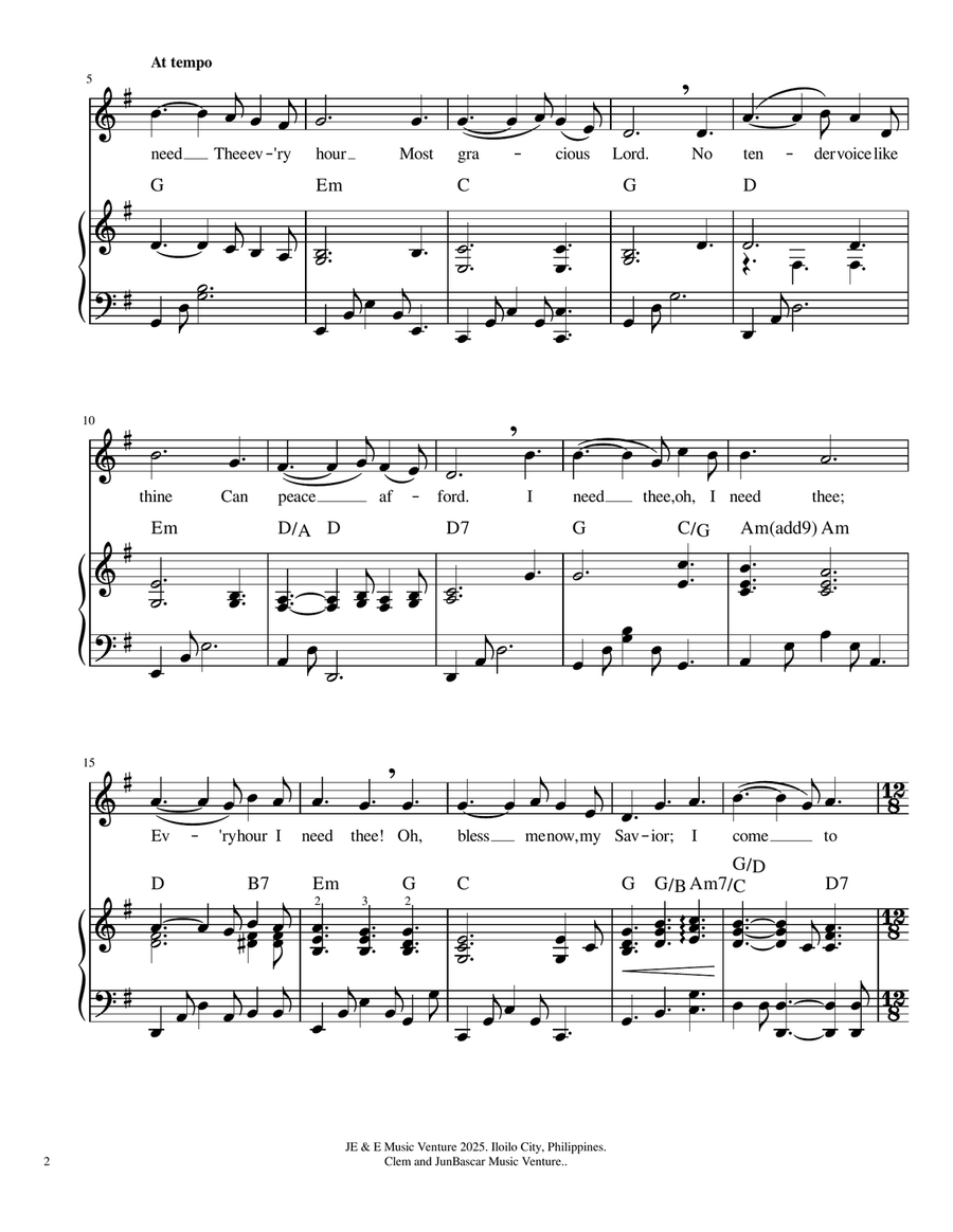 I Need Thee Every Hour I Need Thee Every Hour A Cappella scores gallery preview page 2