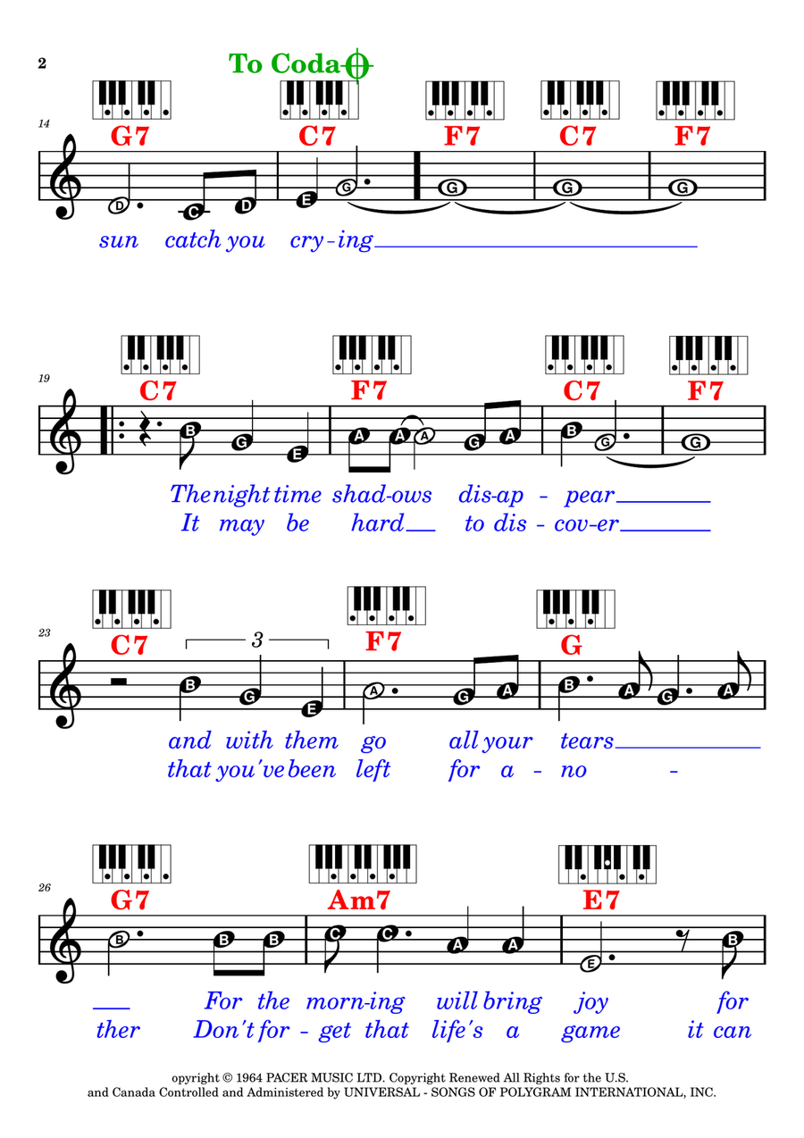 Don't Let The Sun Catch You Crying Piano scores gallery preview page 2