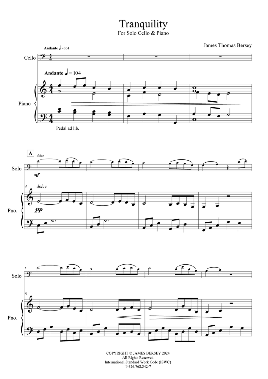 Tranquility for Cello & Piano Chamber Music scores gallery preview page 4