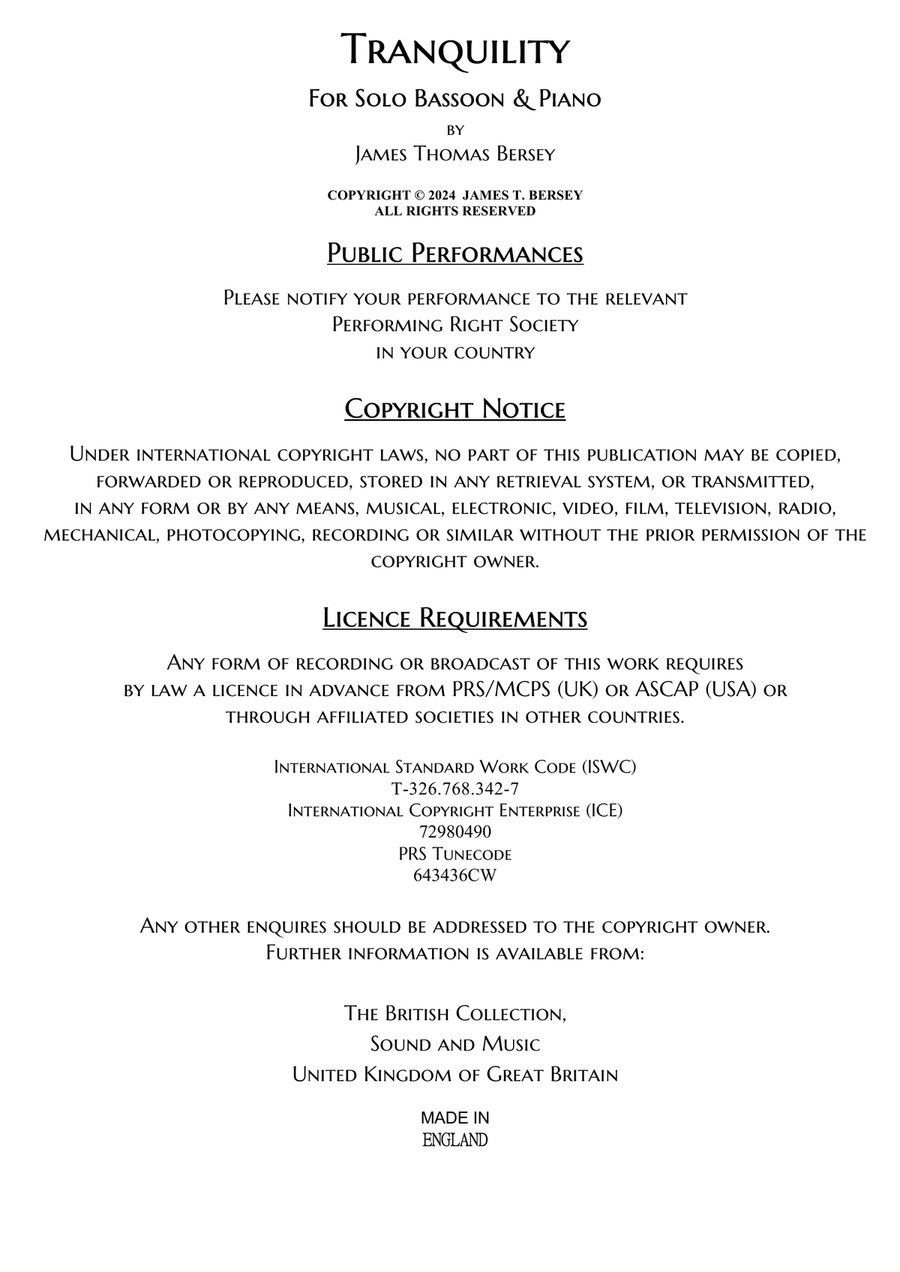 Tranquility (for Bassoon & Piano) Chamber Music scores gallery preview page 2