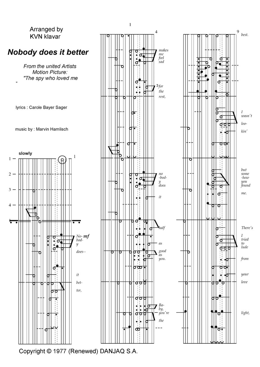 Nobody Does It Better Nobody Does It Better Piano, Vocal scores gallery preview page 1