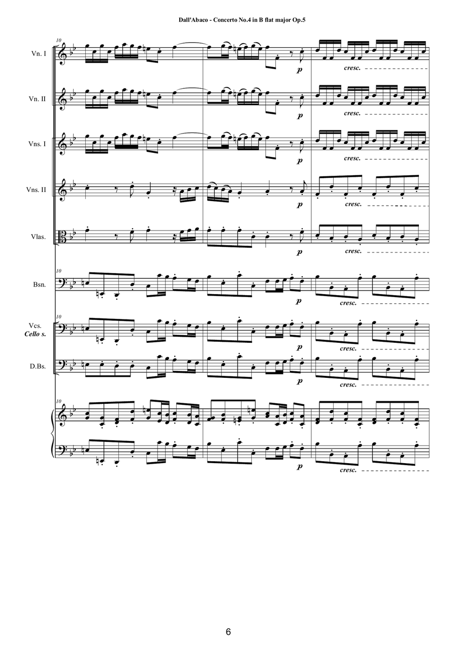 Dall-Abaco - Concerto No.4 in B flat major Op.5 for Chamber Orchestra Chamber Orchestra scores gallery preview page 6