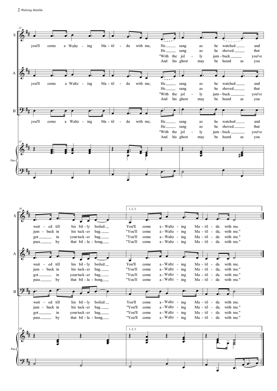 Waltzing Matilda Waltzing Matilda 3-Part scores gallery preview page 2